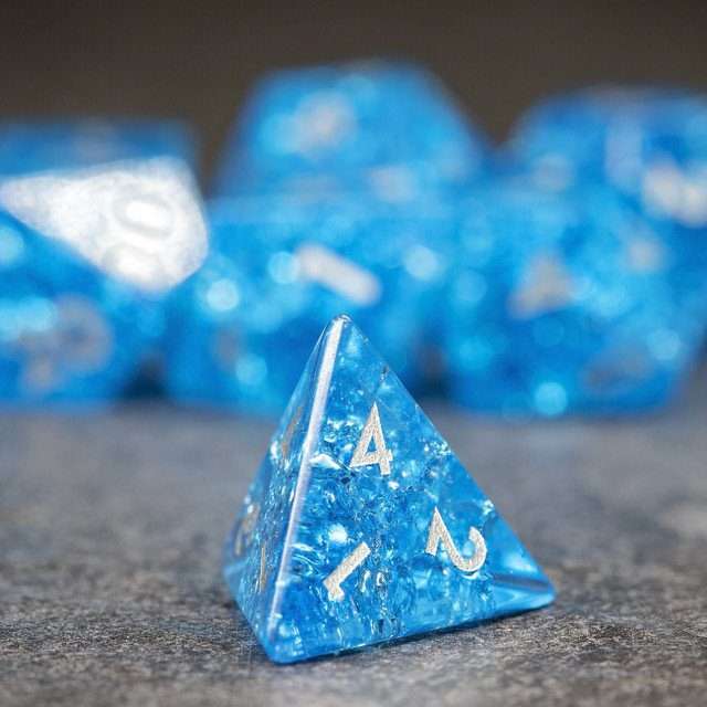 Sage's Kaleidoscopes Blue Cracked Glass Gloss Finish Polyhedral Dice Set - Sage's PortalGemstone Dice Set