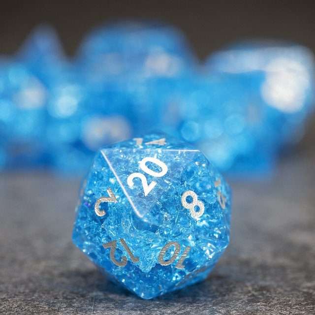 Sage's Kaleidoscopes Blue Cracked Glass Gloss Finish Polyhedral Dice Set - Sage's PortalGemstone Dice Set