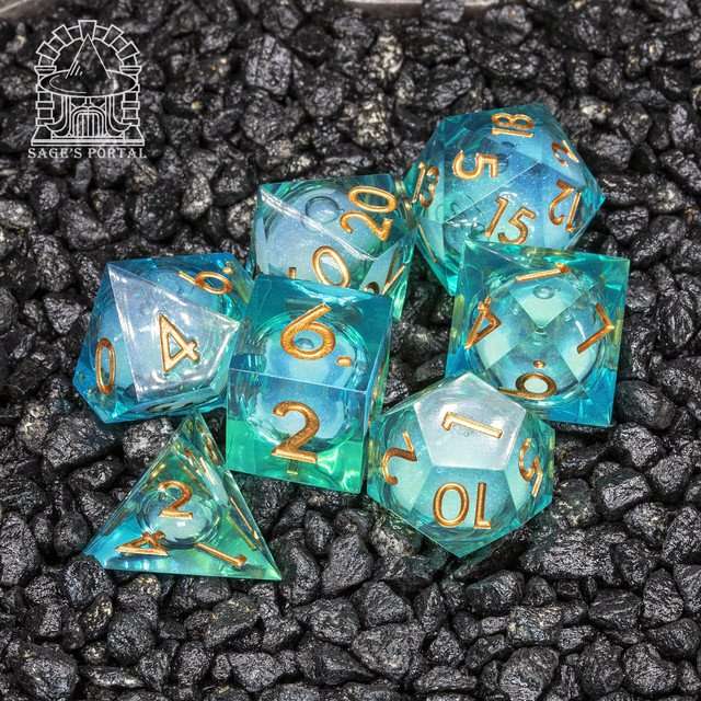 Sage's Kindred Souls Liquid Core Sharp Edge Resin Dice Set - Sage's PortalLiquid Core Dice Set