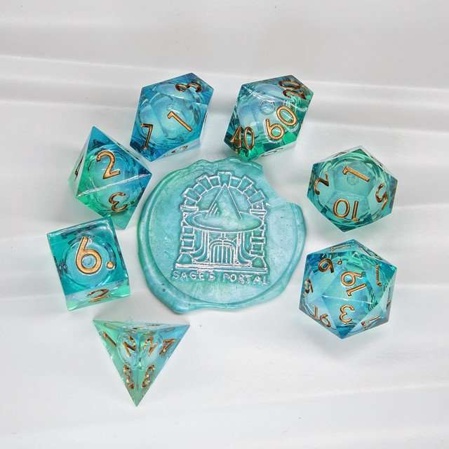 Sage's Kindred Souls Liquid Core Sharp Edge Resin Dice Set - Sage's PortalLiquid Core Dice Set