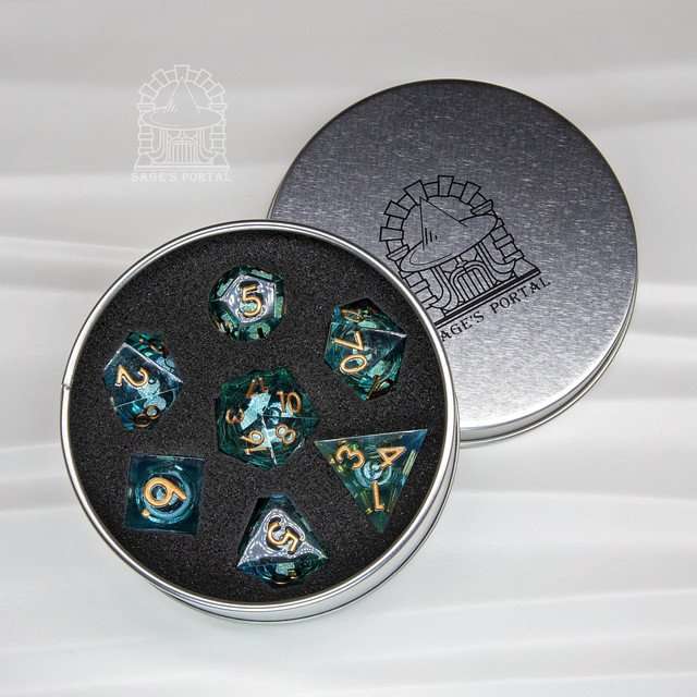 Sage's Kindred Souls Liquid Core Sharp Edge Resin Dice Set - Sage's PortalLiquid Core Dice Set