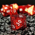 Sage's Labyrinths - Red Weave White Ink Hollow Metal Polyhedral Dice Set - Sage's PortalHollow Metal Dice Set