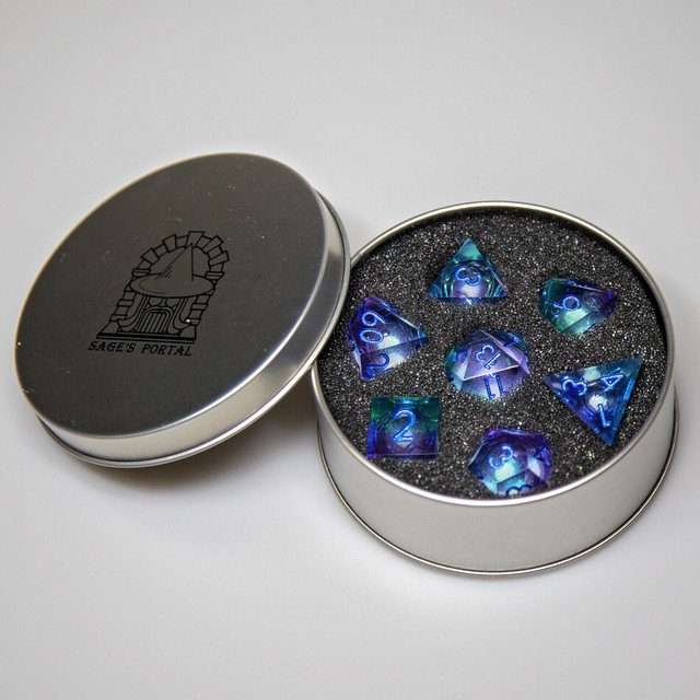Sage's Lovers Souls Liquid Core Sharp Edge Resin Dice Set - Sage's PortalLiquid Core Dice Set