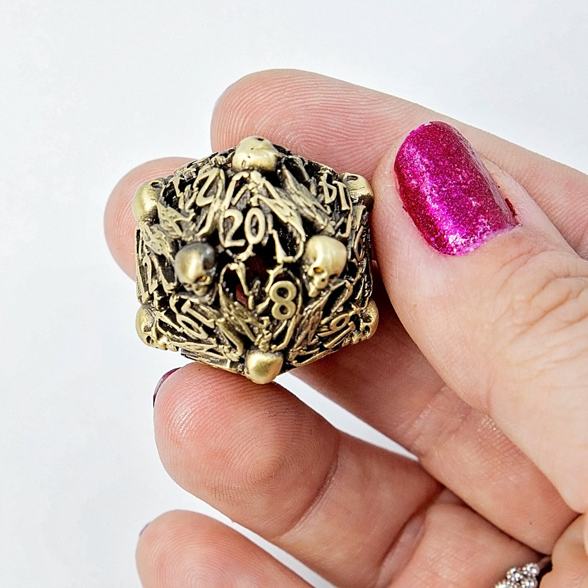 Sage's Macabre Bone Trinket Antique Gold Hollow Metal Dice Set - Sage's PortalHollow Metal Dice Set