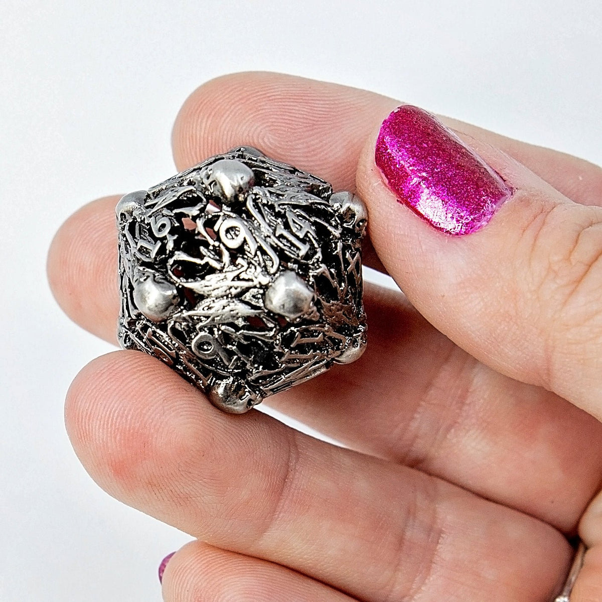 Sage's Macabre Bone Trinket Nickel Hollow Metal Dice Set - Sage's PortalHollow Metal Dice Set