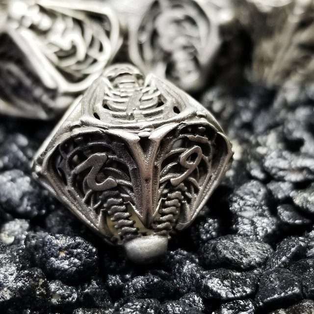Sage's Macabre Bone Trinket Nickel Silver Hollow Metal Polyhedral Dice Set - Sage's PortalHollow Metal Dice Set