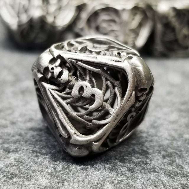 Sage's Macabre Bone Trinket Nickel Silver Hollow Metal Polyhedral Dice Set - Sage's PortalHollow Metal Dice Set