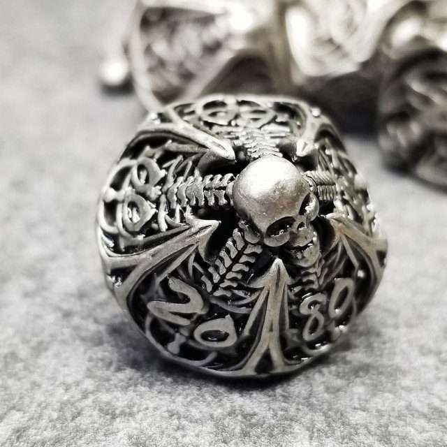 Sage's Macabre Bone Trinket Nickel Silver Hollow Metal Polyhedral Dice Set - Sage's PortalHollow Metal Dice Set