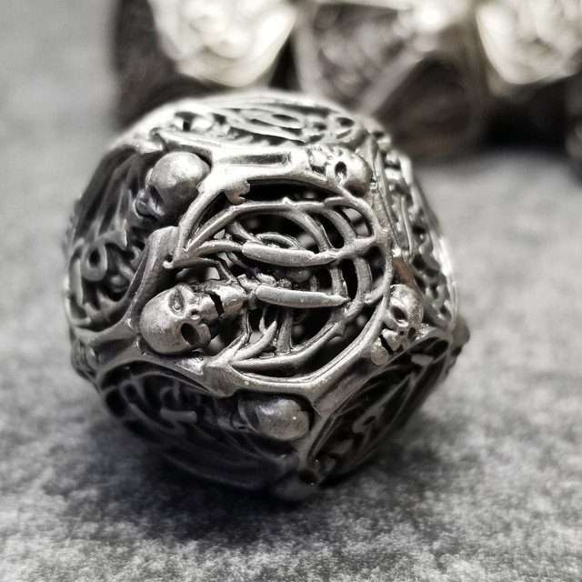 Sage's Macabre Bone Trinket Nickel Silver Hollow Metal Polyhedral Dice Set - Sage's PortalHollow Metal Dice Set