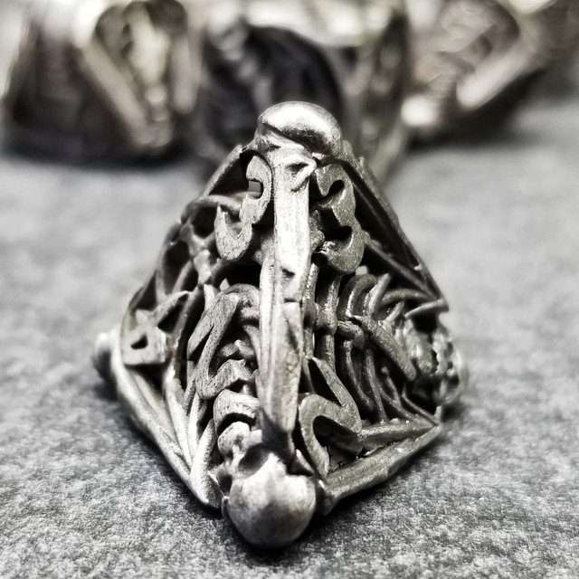 Sage's Macabre Bone Trinket Nickel Silver Hollow Metal Polyhedral Dice Set - Sage's PortalHollow Metal Dice Set