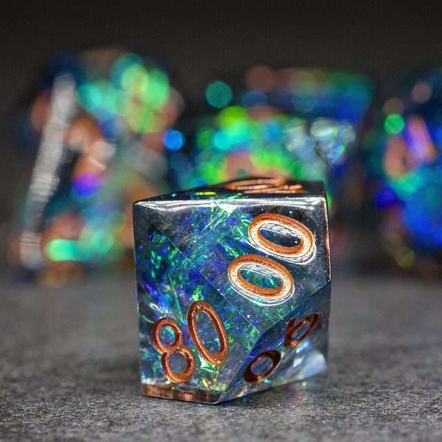 Sage's Miniaturized Galaxy Sharp Edge Resin Polyhedral Dice Set - Sage's PortalSharp Edge Resin Dice Set