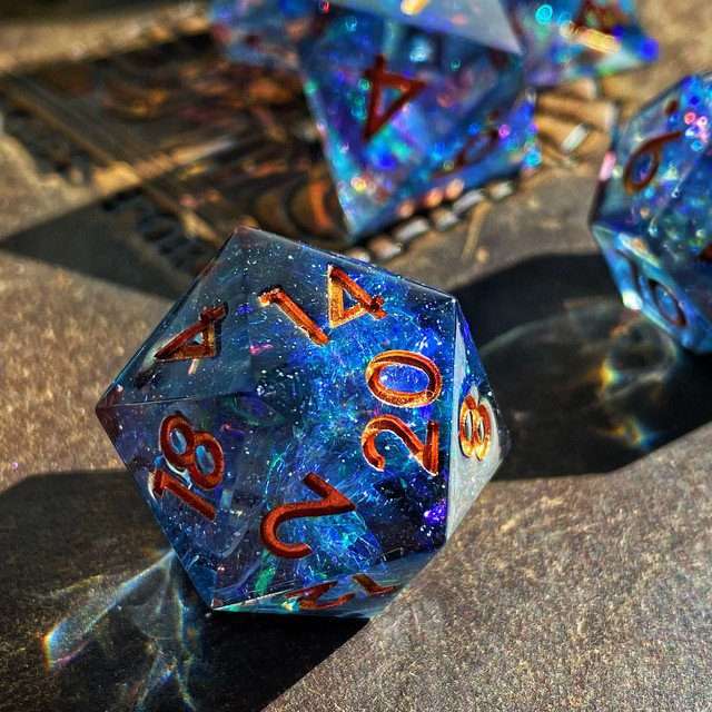 Sage's Miniaturized Galaxy Sharp Edge Resin Polyhedral Dice Set - Sage's PortalSharp Edge Resin Dice Set