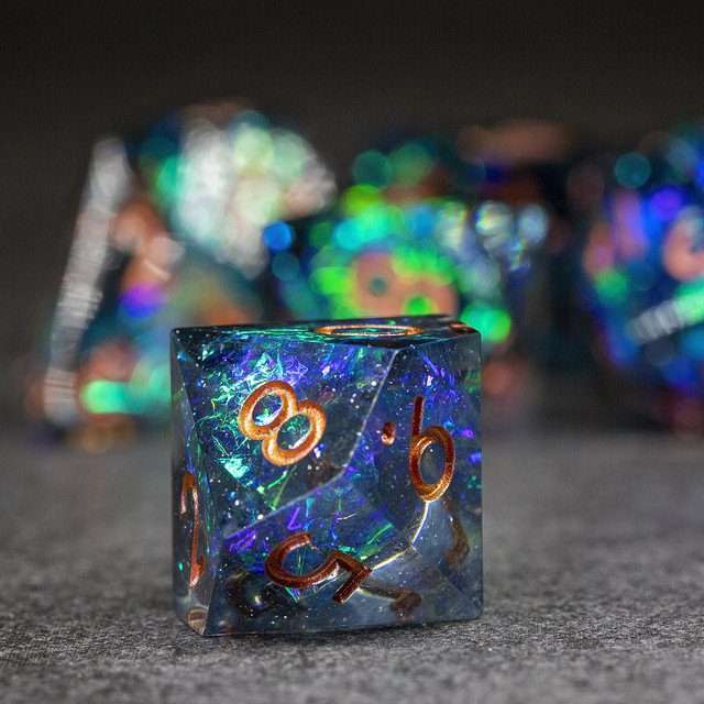 Sage's Miniaturized Galaxy Sharp Edge Resin Polyhedral Dice Set - Sage's PortalSharp Edge Resin Dice Set