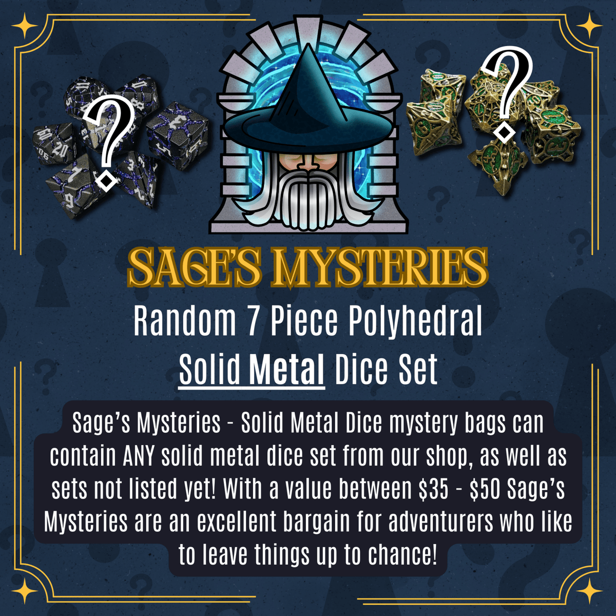 Sage's Mysteries - Solid Metal Dice Grab Bag - Sage's PortalMetal Dice Set