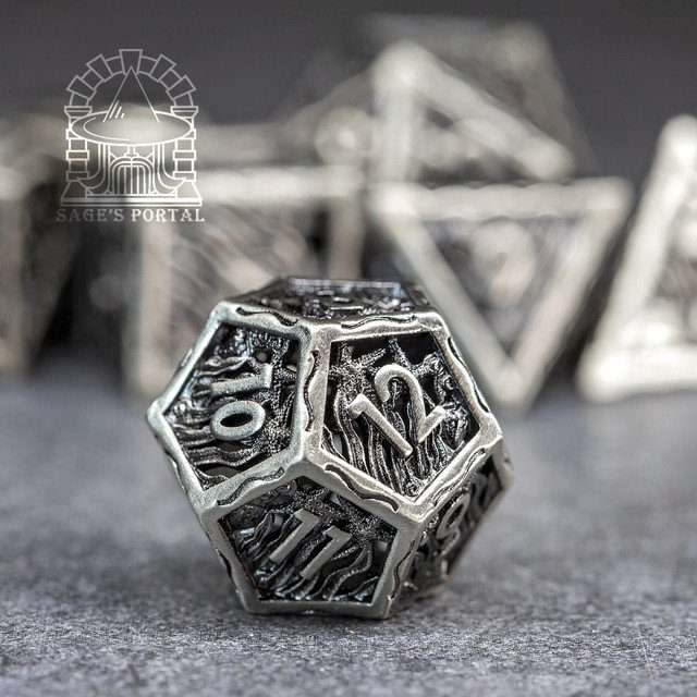 Sage's Mystery of the Oceans Nickel Hollow Metal Polyhedral Dice Set - Sage's PortalHollow Metal Dice Set