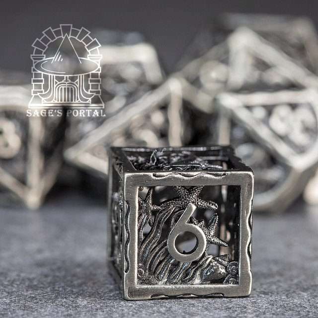 Sage's Mystery of the Oceans Nickel Hollow Metal Polyhedral Dice Set - Sage's PortalHollow Metal Dice Set