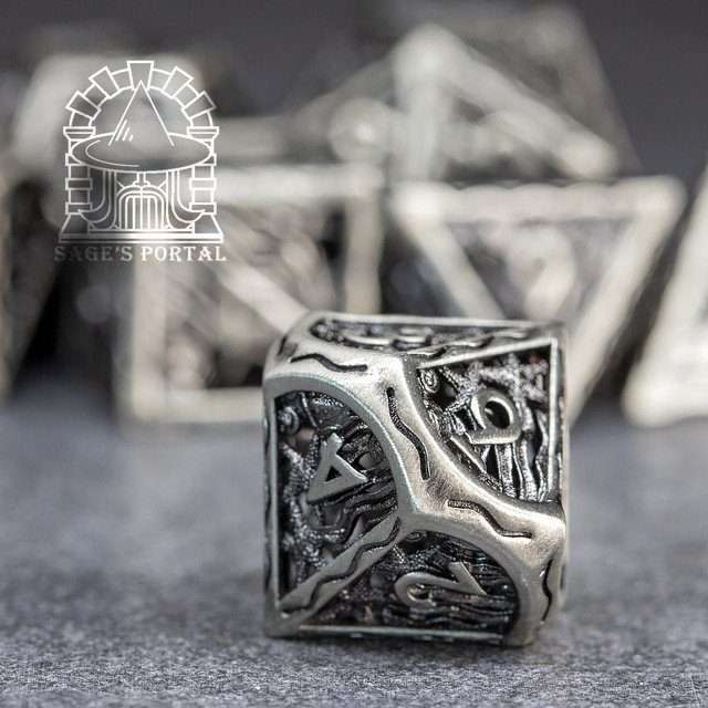 Sage's Mystery of the Oceans Nickel Hollow Metal Polyhedral Dice Set - Sage's PortalHollow Metal Dice Set