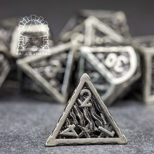 Sage's Mystery of the Oceans Nickel Hollow Metal Polyhedral Dice Set - Sage's PortalHollow Metal Dice Set