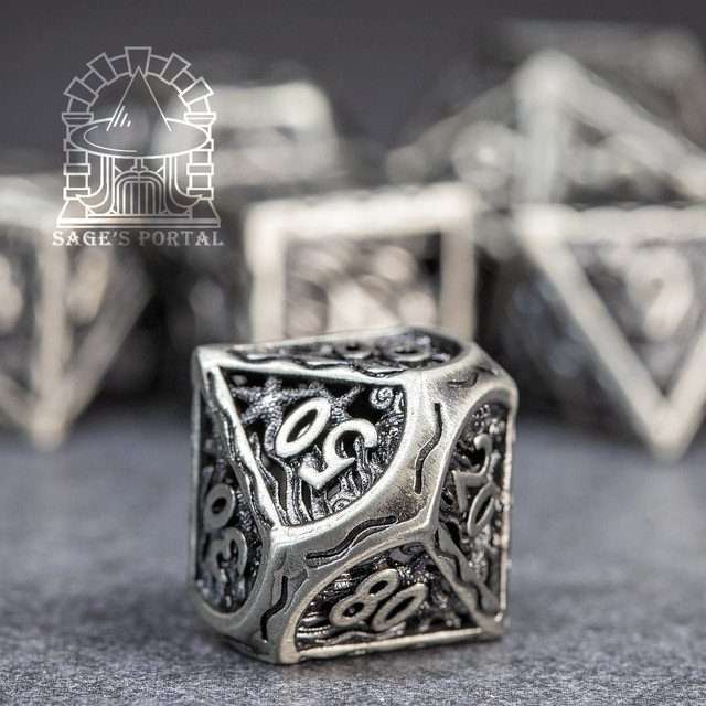 Sage's Mystery of the Oceans Nickel Hollow Metal Polyhedral Dice Set - Sage's PortalHollow Metal Dice Set