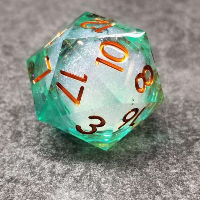 Sage's Ocean Souls - 33mm Liquid-Core D20 Sharp Edge Resin Dice - Sage's PortalLiquid Core Dice Set