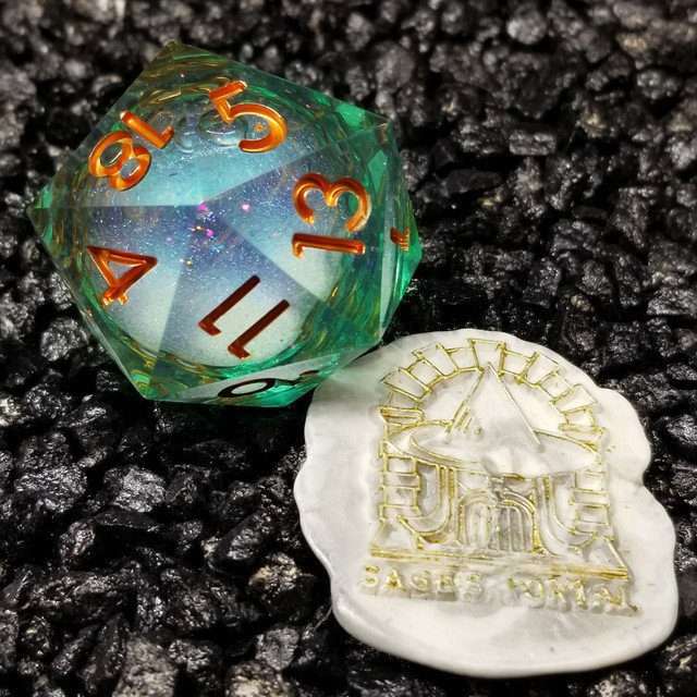 Sage's Ocean Souls - 33mm Liquid-Core D20 Sharp Edge Resin Dice - Sage's PortalLiquid Core Dice Set