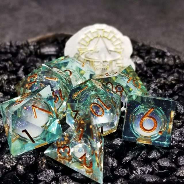 Sage's Ocean Souls Liquid Core Sharp Edge Resin Dice Set - Sage's PortalLiquid Core Dice Set