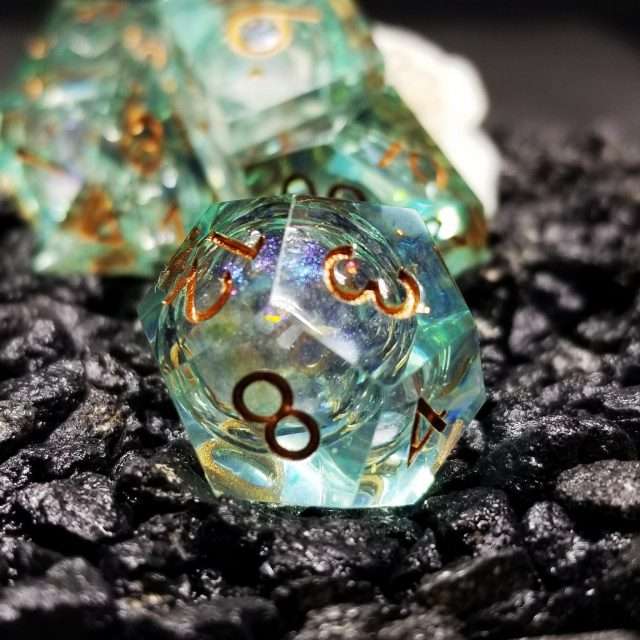 Sage's Ocean Souls Liquid Core Sharp Edge Resin Dice Set - Sage's PortalLiquid Core Dice Set