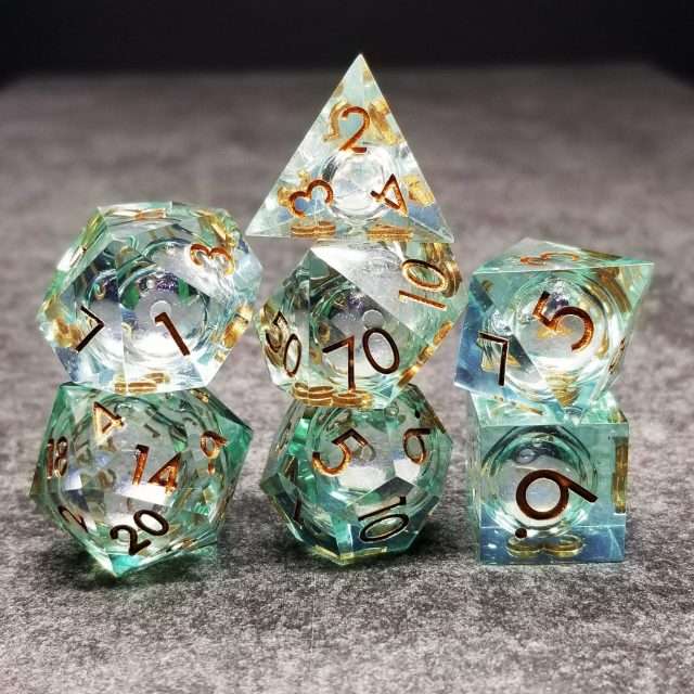 Sage's Ocean Souls Liquid Core Sharp Edge Resin Dice Set - Sage's PortalLiquid Core Dice Set