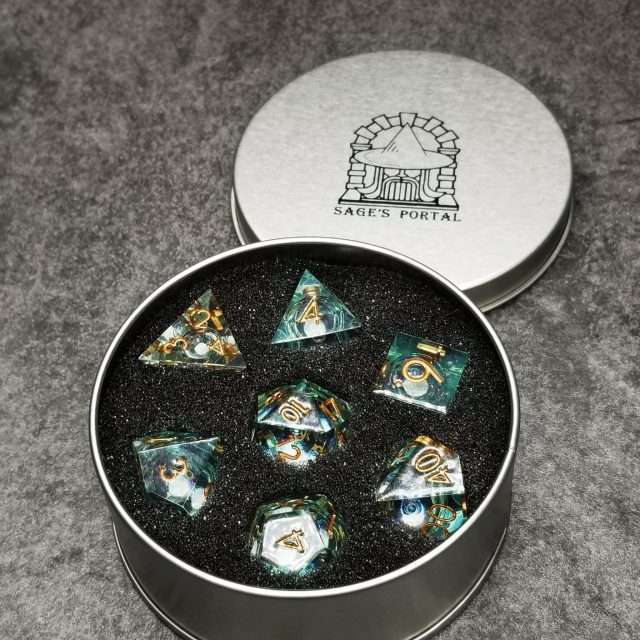Sage's Ocean Souls Liquid Core Sharp Edge Resin Dice Set - Sage's PortalLiquid Core Dice Set