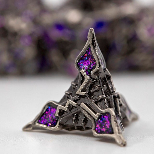 Sage's Petrified Lilium Plum Metal Polyhedral Dice Set | Dungeons Dragons DnD Pathfinder RPG - Sage's PortalMetal Dice Set