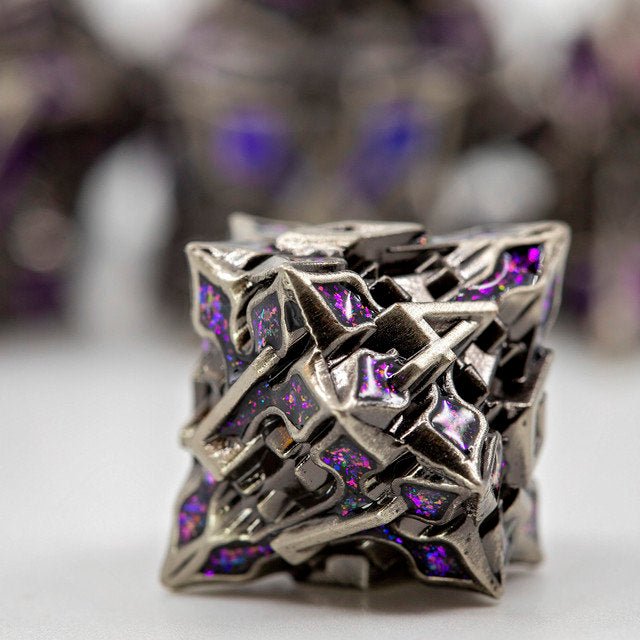 Sage's Petrified Lilium Plum Metal Polyhedral Dice Set | Dungeons Dragons DnD Pathfinder RPG - Sage's PortalMetal Dice Set
