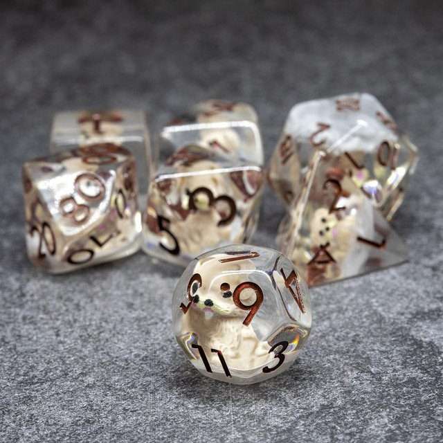 Sage's Pups Familiar Resin Polyhedral Dice Set - Sage's PortalResin Dice Set