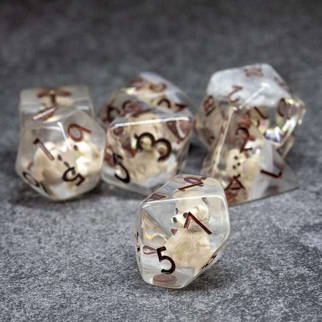Sage's Pups Familiar Resin Polyhedral Dice Set - Sage's PortalResin Dice Set