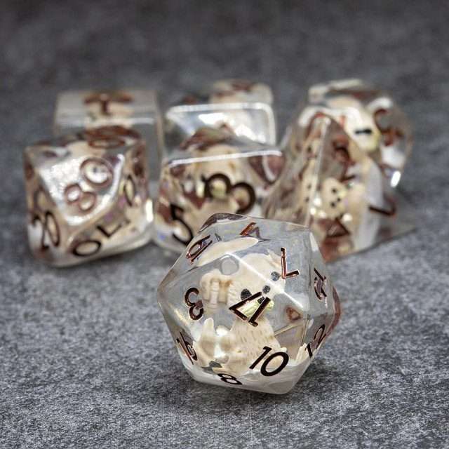 Sage's Pups Familiar Resin Polyhedral Dice Set - Sage's PortalResin Dice Set