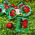 Sage's Red Baby Ladybug Familiar Resin Polyhedral Dice Set - Sage's PortalResin Dice Set