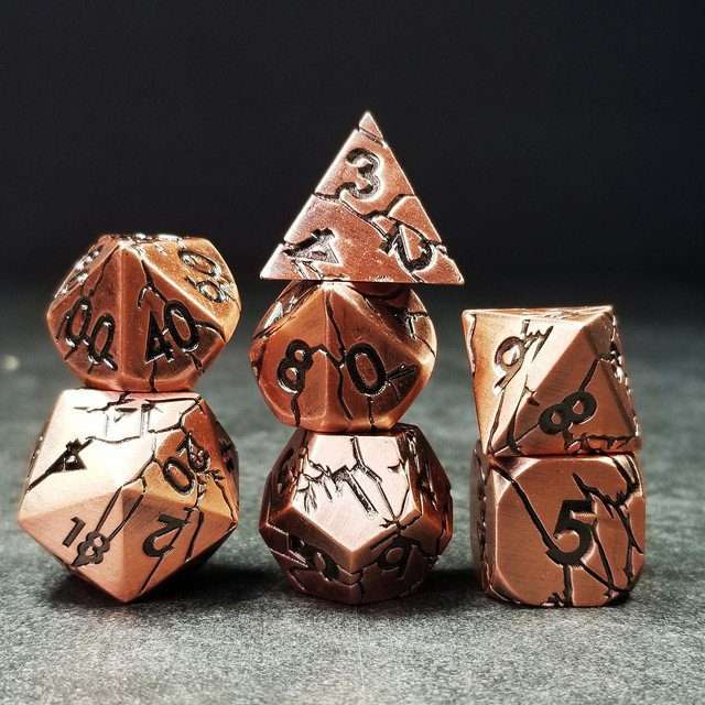 Sage's Relics of Antiquity - Ancient Copper Metal Polyhedral Dice - Sage's PortalMetal Dice Set