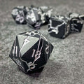 Sage's Relics of Antiquity - Matte Black with Silver Metal Polyhedral Dice Set - Sage's PortalMetal Dice Set