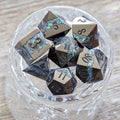Sage's Rift Stones - Gloss Black/Aquamarine Metal Polyhedral Dice Set - Sage's PortalMetal Dice Set