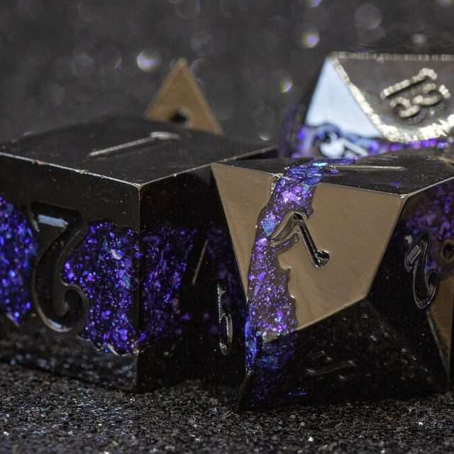 Sage's Rift Stones - Gloss Black/Purple Metal Polyhedral Dice Set - Sage's PortalMetal Dice Set