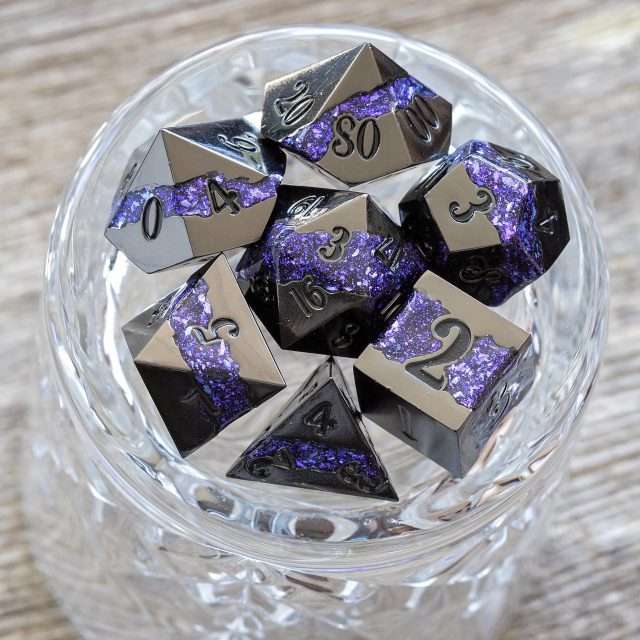Sage's Rift Stones - Gloss Black/Purple Metal Polyhedral Dice Set - Sage's PortalMetal Dice Set