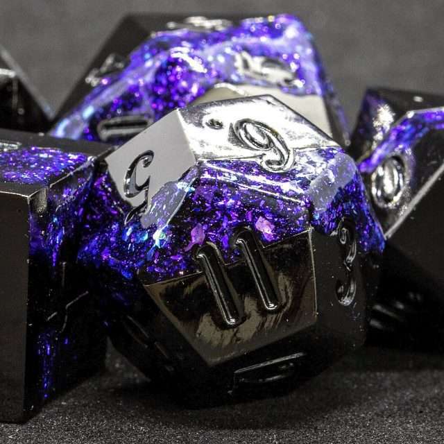 Sage's Rift Stones - Gloss Black/Purple Metal Polyhedral Dice Set - Sage's PortalMetal Dice Set