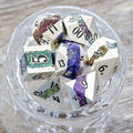 Sage’s Rift Stones Pearl Silver/Rainbow Metal Dice Set – Unique DND Dice with Rainbow Glitter – Polyhedral Dice Set for Dungeons and Dragons - Sage's PortalMetal Dice Set