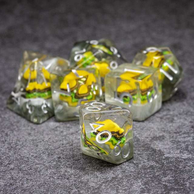 Sage's Royale With Cheese Round Edge Resin Polyhedral Dice Set - Sage's PortalResin Dice Set
