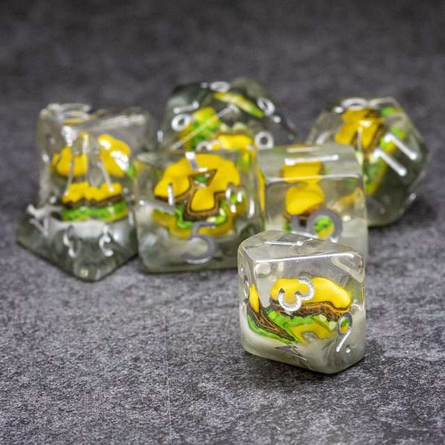 Sage's Royale With Cheese Round Edge Resin Polyhedral Dice Set - Sage's PortalResin Dice Set