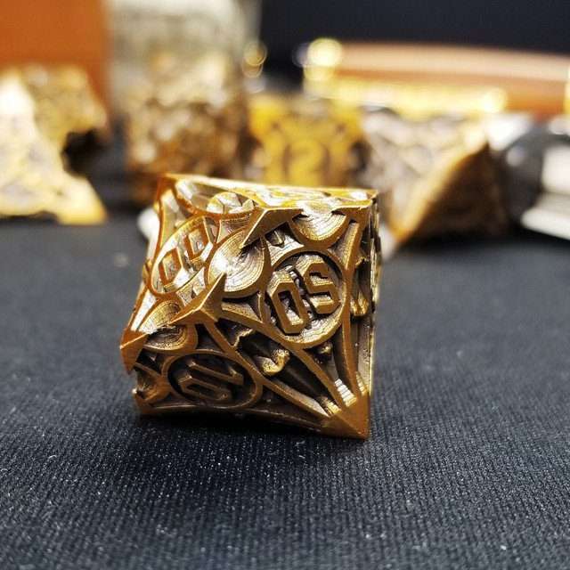 Sage's Runic Caltrops Bronze Metal Polyhedral Dice Set - Sage's PortalMetal Dice Set