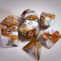 Sage's Shards - Brown/White Glitter and Silver Ink Acrylic Polyhedral Dice Set - Sage's PortalAcrylic Dice Set