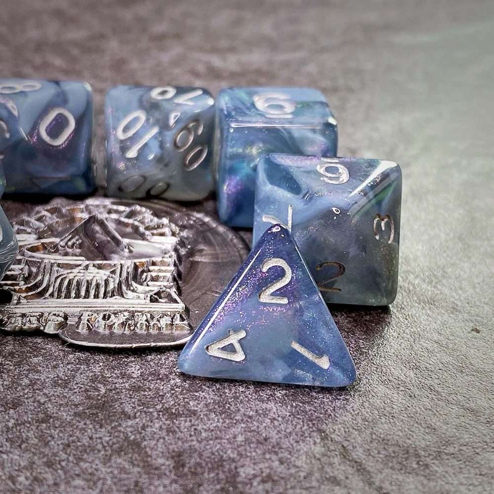 Sage's Shards - Grey/Transparent Glitter Polyhedral Dice Set - Sage's PortalAcrylic Dice Set