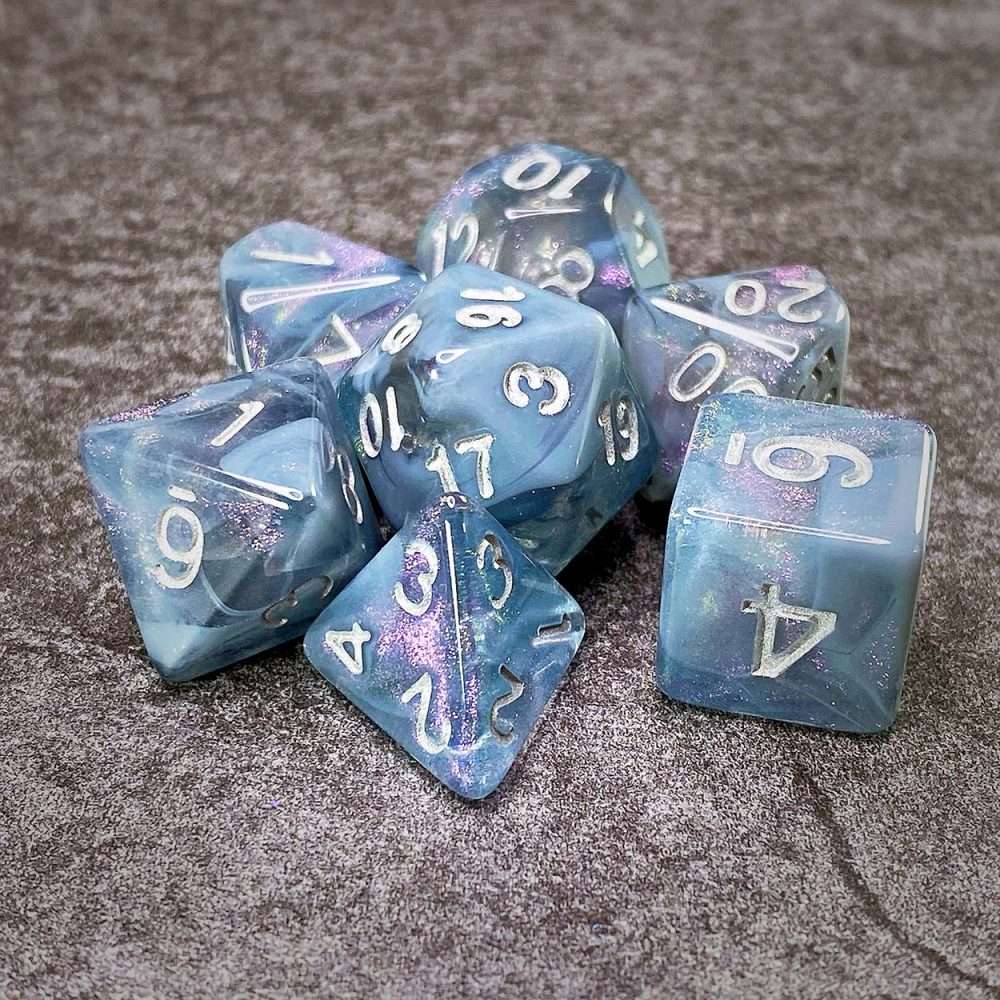 Sage's Shards - Grey/Transparent Glitter Polyhedral Dice Set - Sage's PortalAcrylic Dice Set