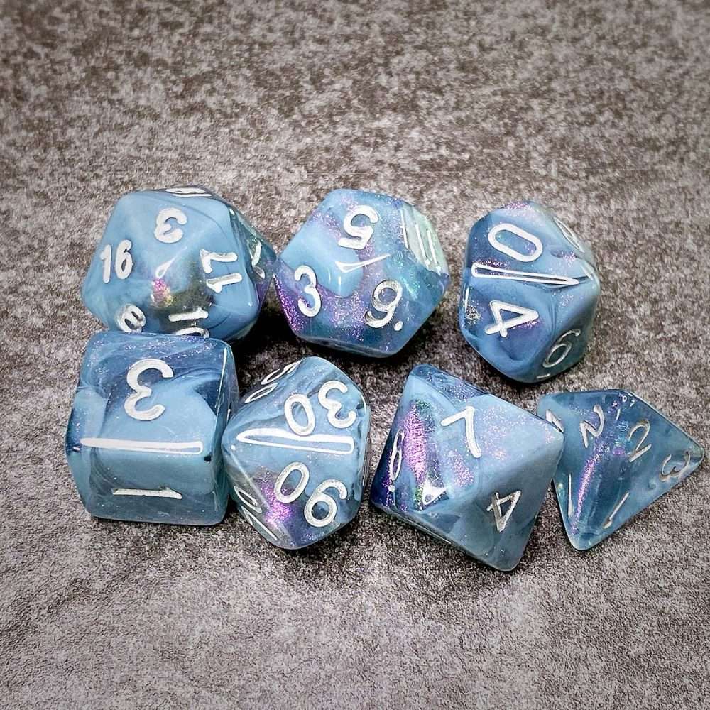 Sage's Shards - Grey/Transparent Glitter Polyhedral Dice Set - Sage's PortalAcrylic Dice Set