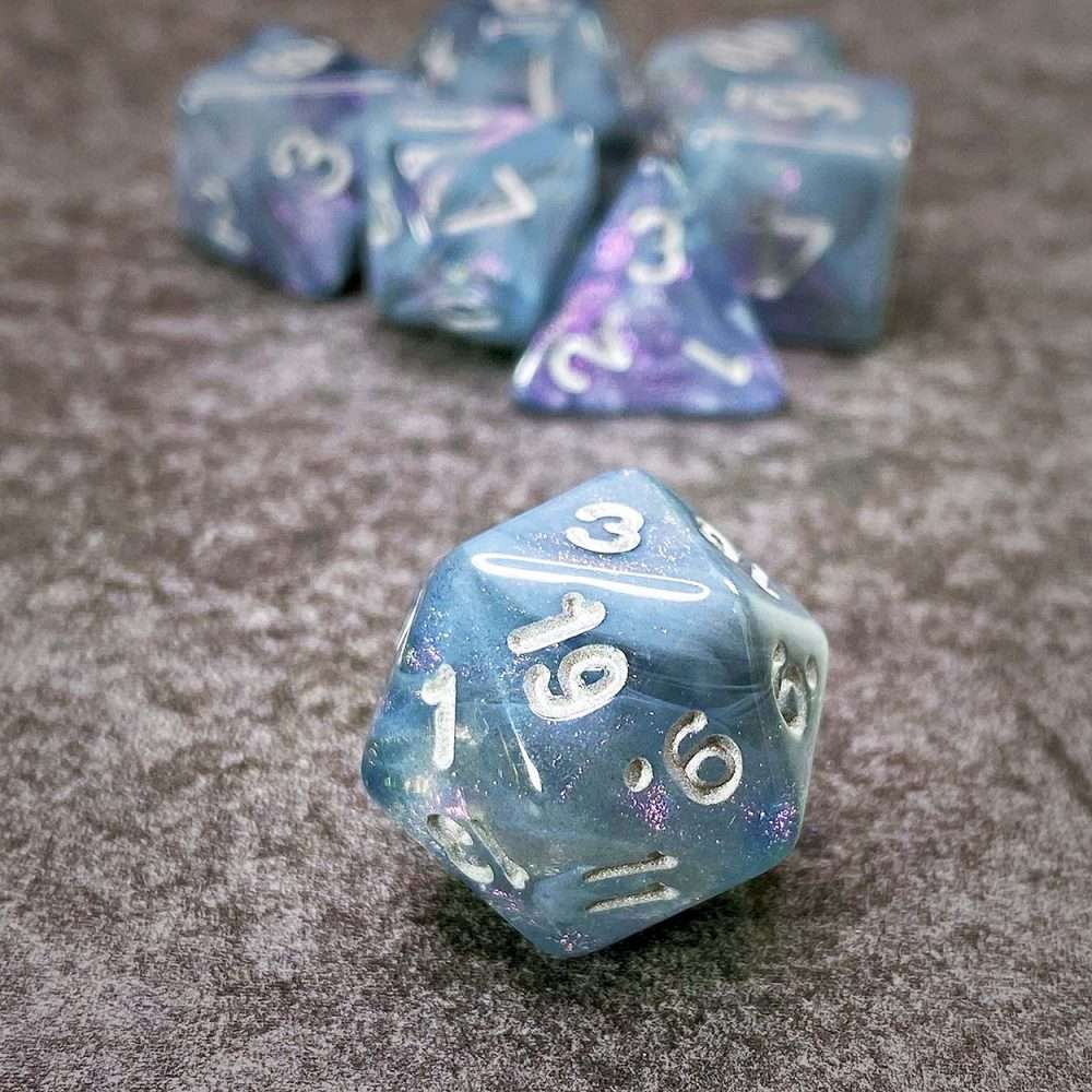 Sage's Shards - Grey/Transparent Glitter Polyhedral Dice Set - Sage's PortalAcrylic Dice Set